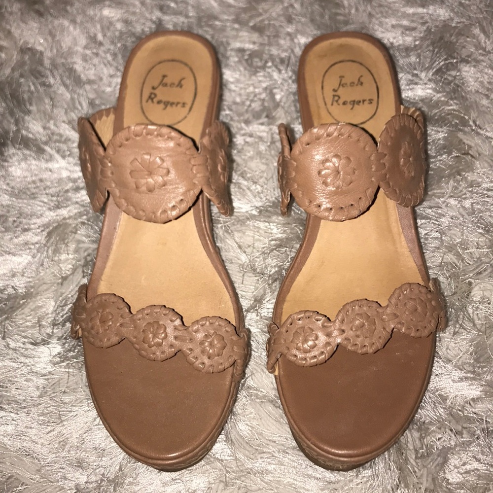 Jack Rogers Leigh Wedge Sandal in Cognac - SZ 9.5